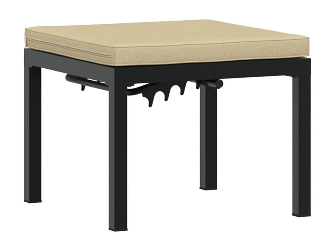 Tabouret de jardin avec coussin noir acier enduit de poudre