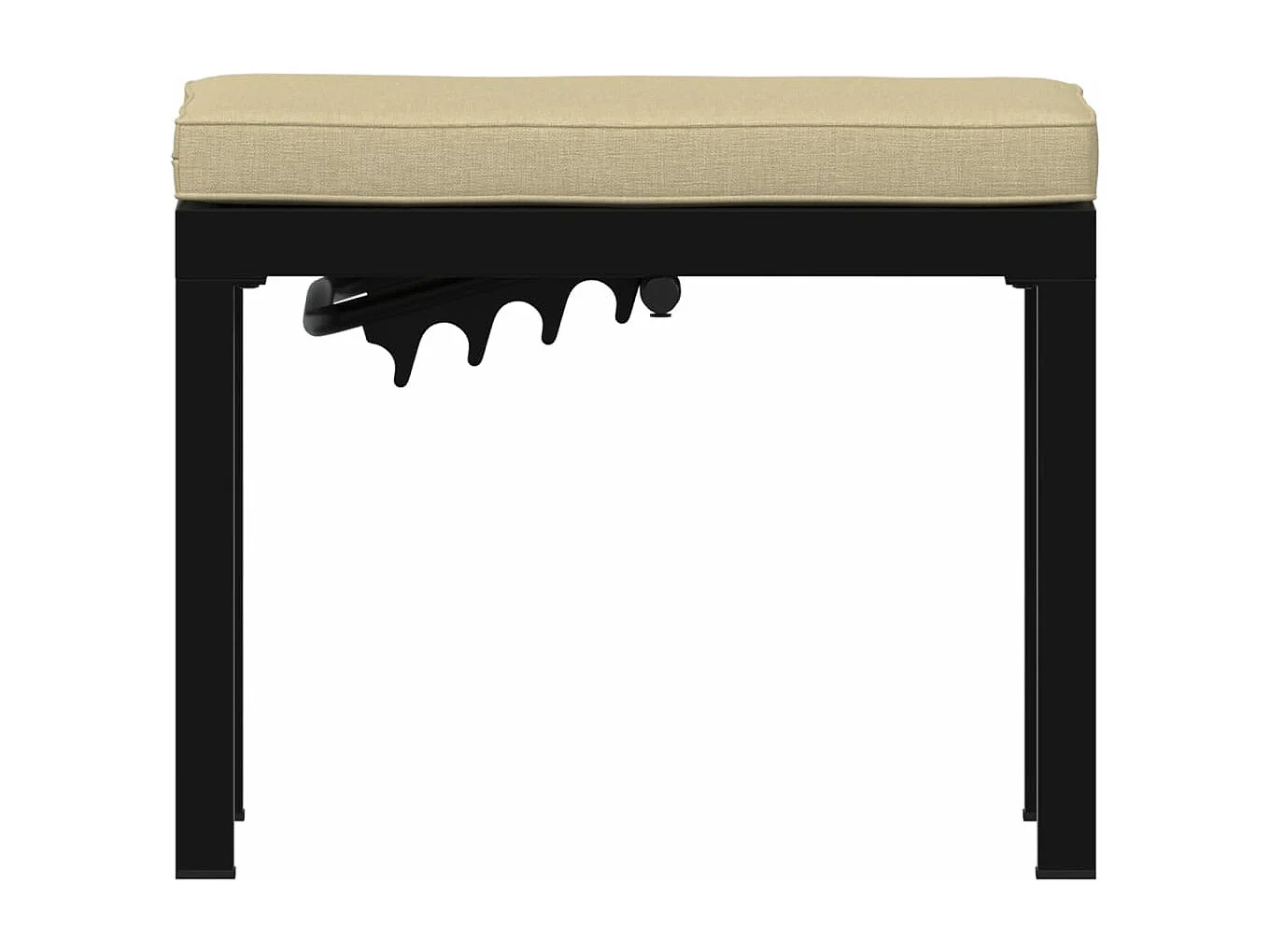 Tabouret de jardin avec coussin noir acier enduit de poudre