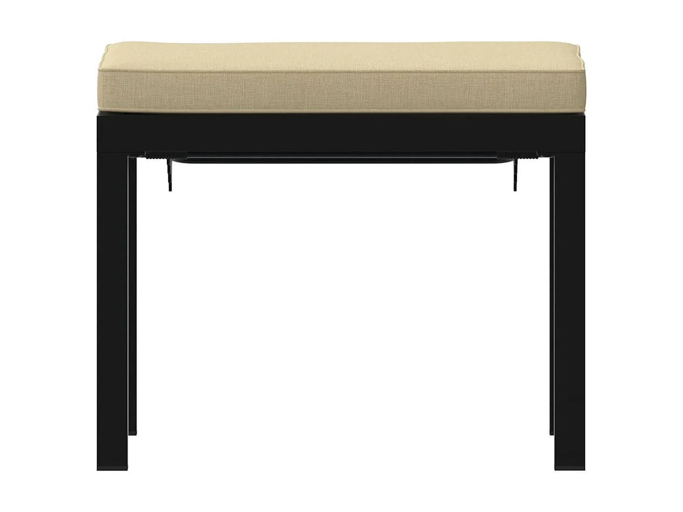 Tabouret de jardin avec coussin noir acier enduit de poudre