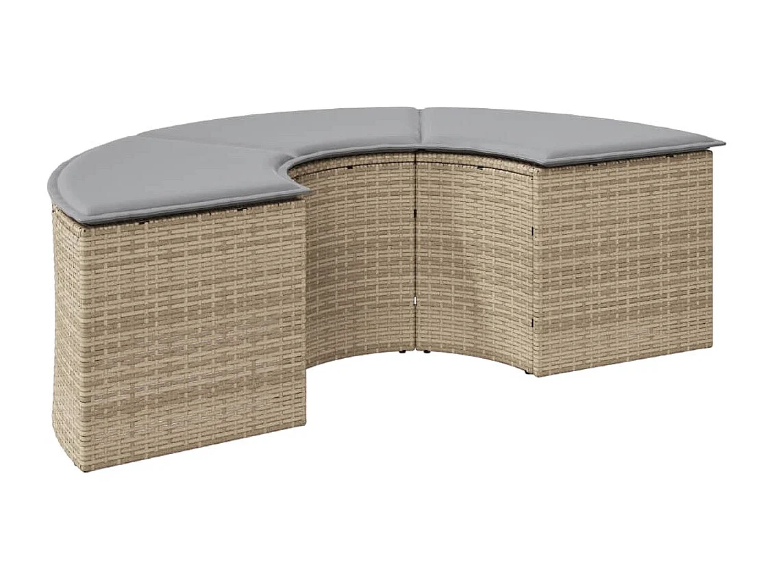 Repose-pieds de jardin avec coussin beige résine tressée