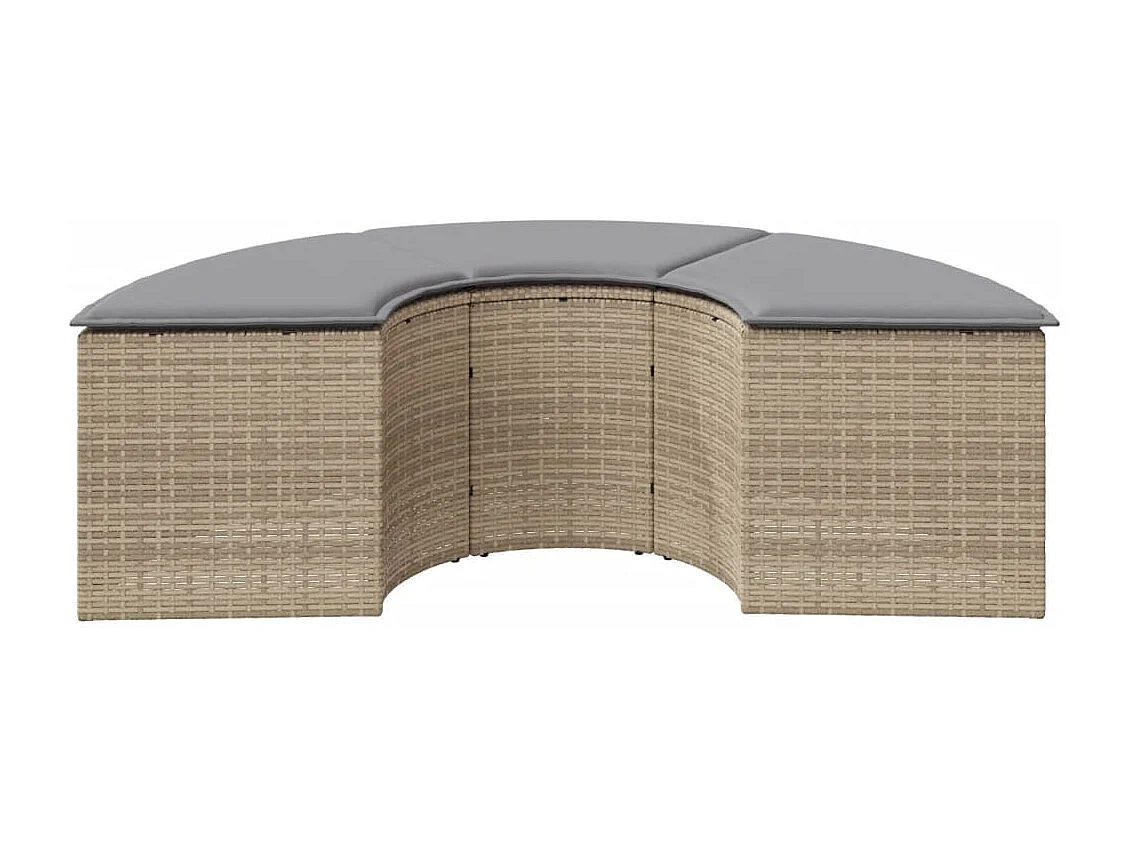 Repose-pieds de jardin avec coussin beige résine tressée