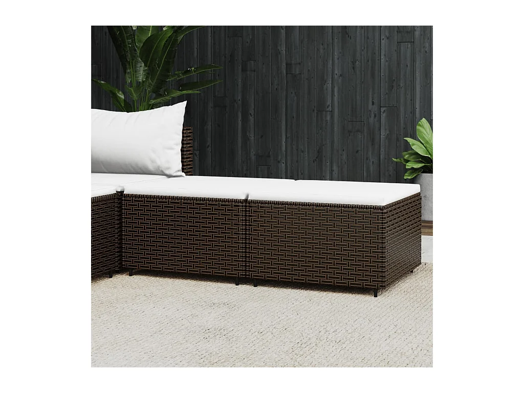 Repose-pieds de jardin coussins lot de 2 marron résine tressée