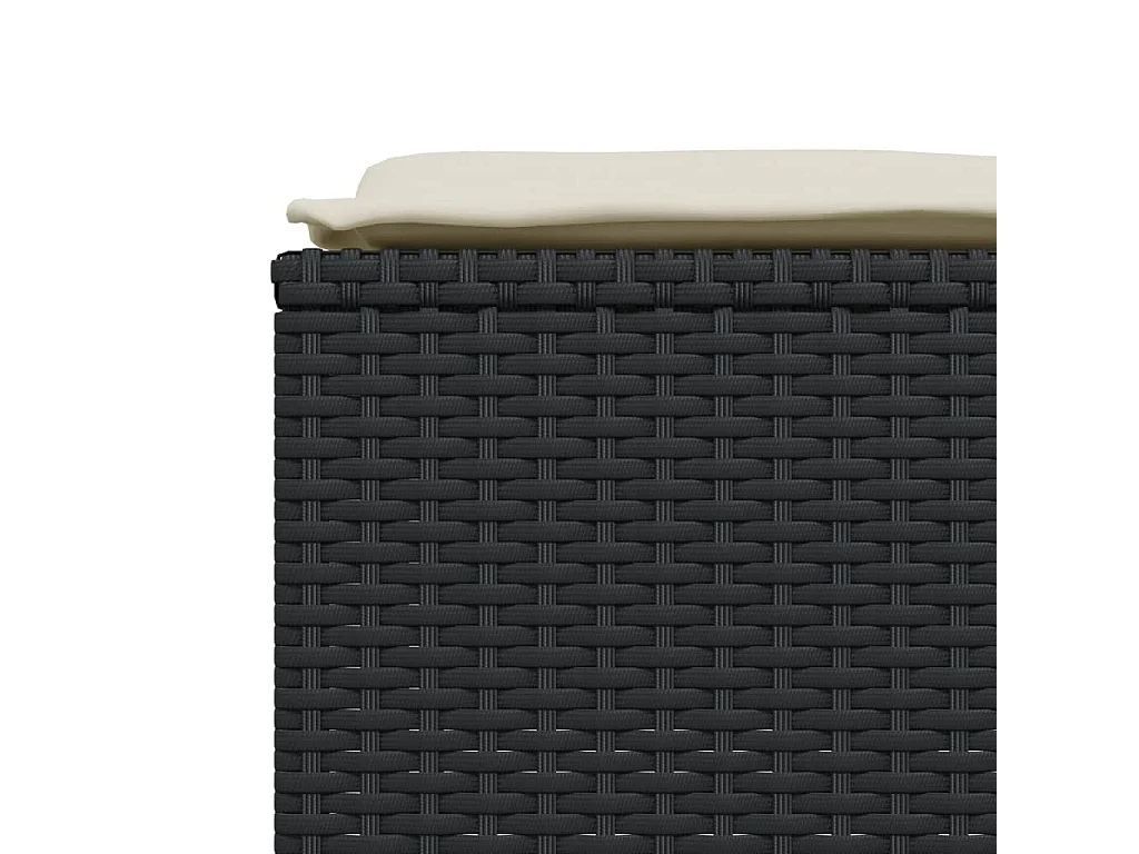 Conjunto de 4 bancos de jardim com almofadas em resina tecida preta