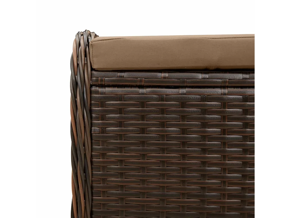 Sgabello da giardino con cuscino marrone 58x46x46 cm in resina intrecciata