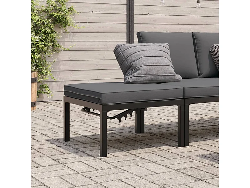 Taburete de jardín con cojín de aluminio negro.