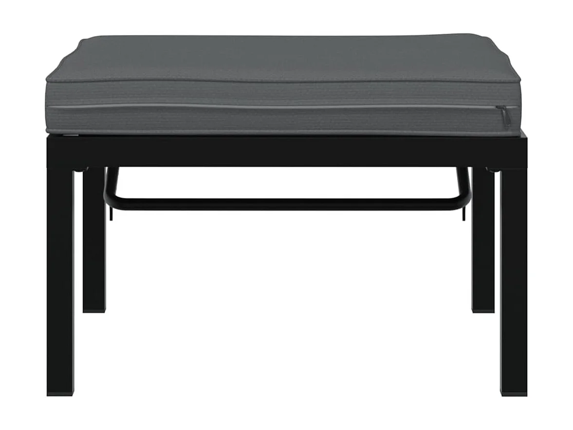 Taburete de jardín con cojín de aluminio negro.