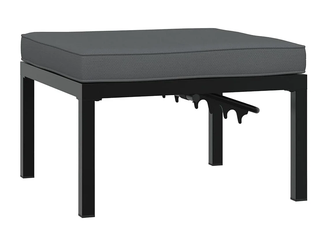 Taburete de jardín con cojín de aluminio negro.