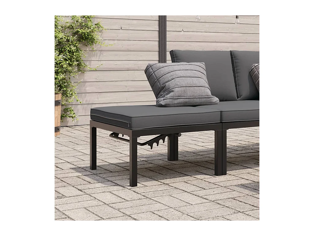 Tabouret de jardin avec coussin noir aluminium