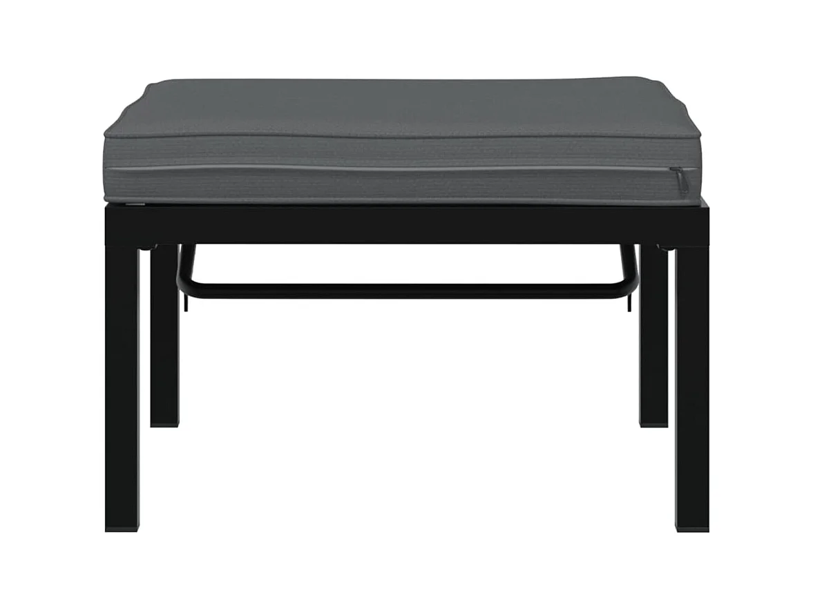 Tabouret de jardin avec coussin noir aluminium