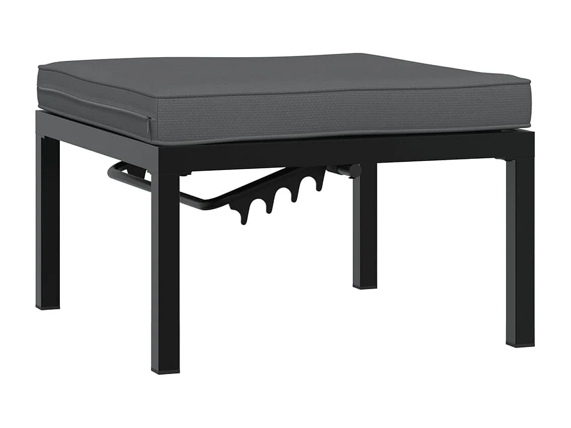 Tabouret de jardin avec coussin noir aluminium