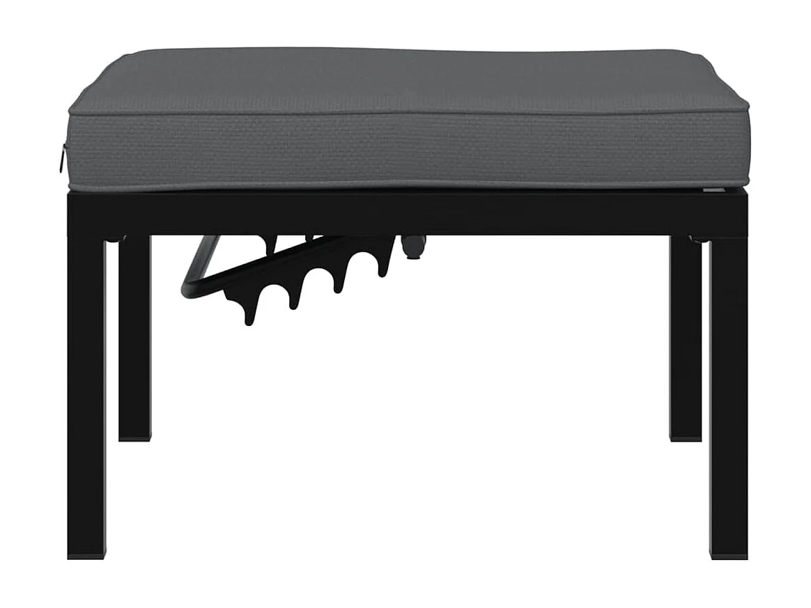 Tabouret de jardin avec coussin noir aluminium
