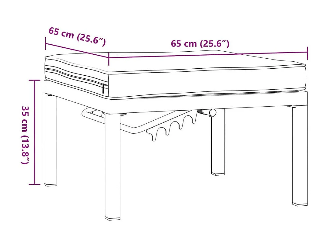 Tabouret de jardin avec coussin noir aluminium