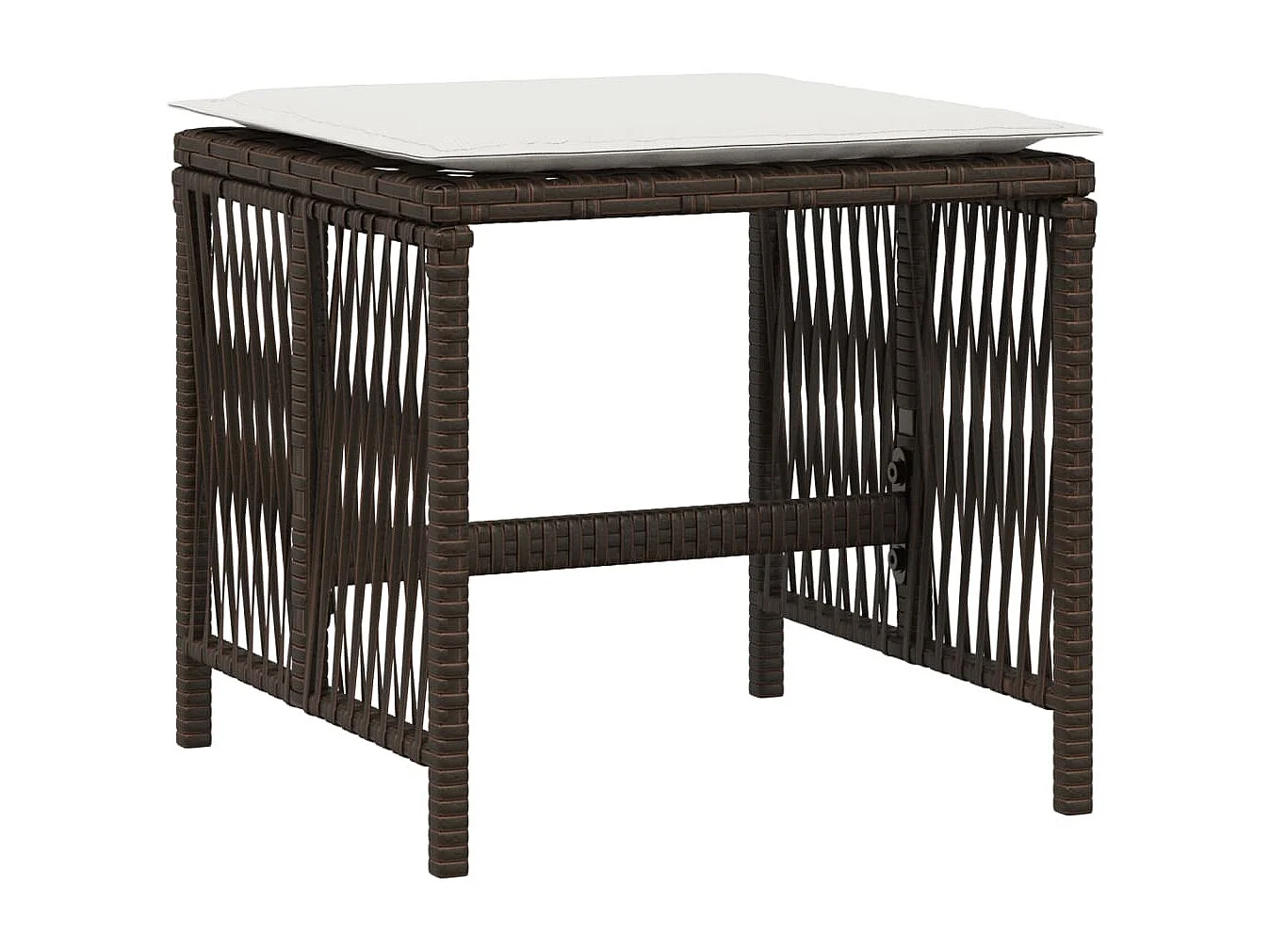 Tabourets de jardin et coussins lot de 4 marron résine tressée