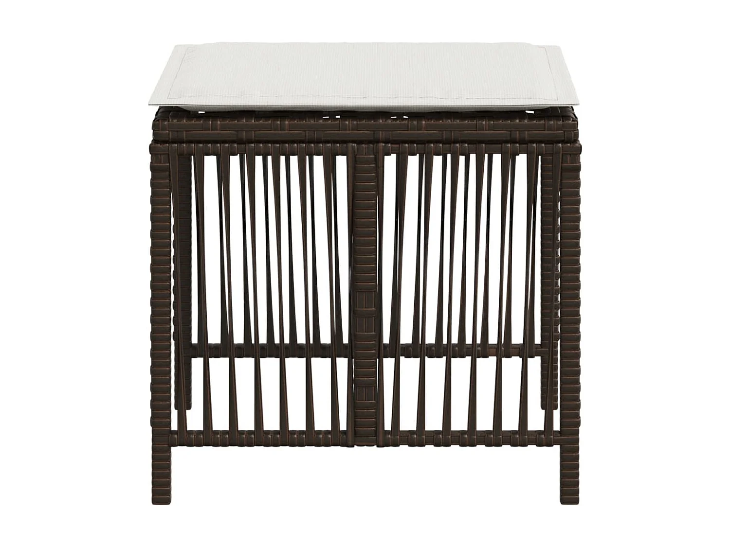 Tabourets de jardin et coussins lot de 4 marron résine tressée