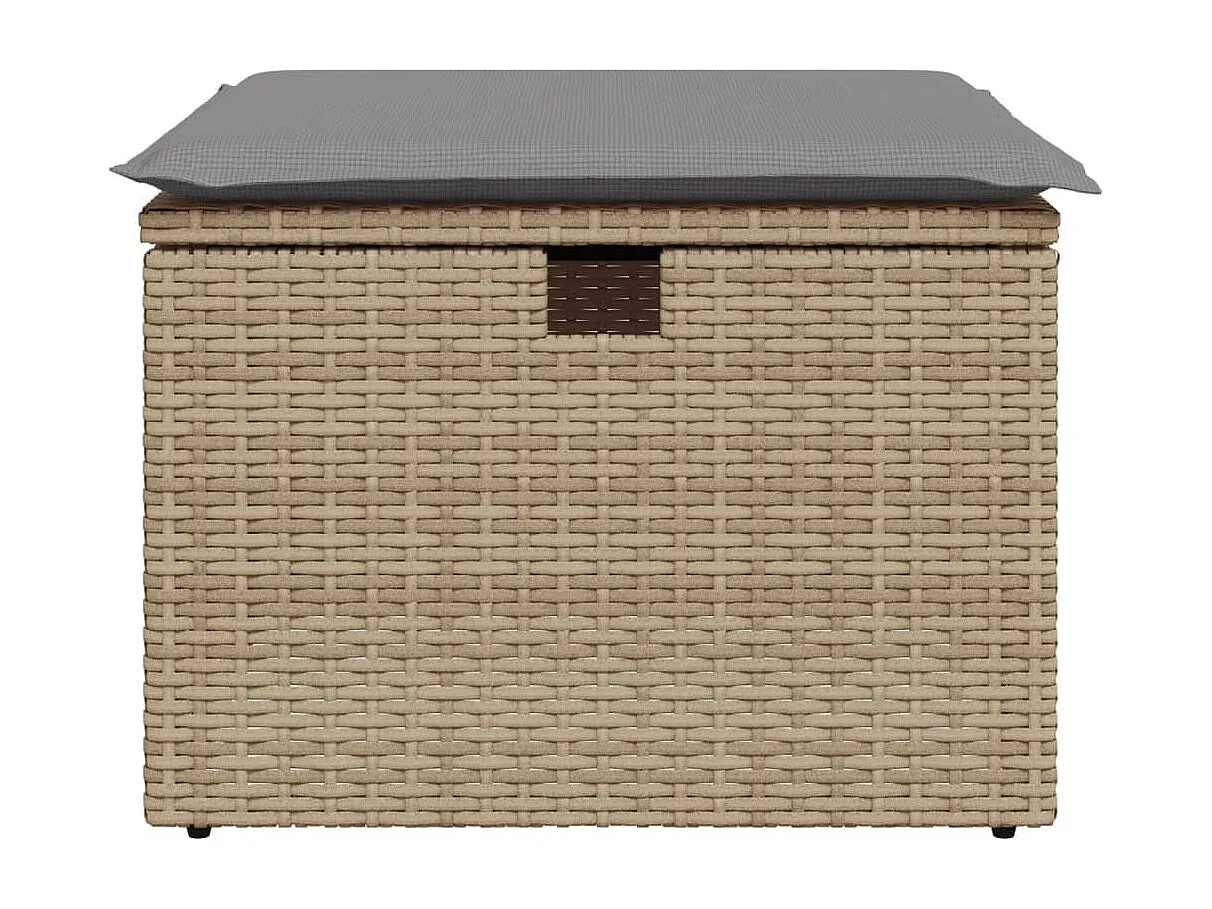 Taburete de jardín con cojín beige 55x55x37cm resina tejida