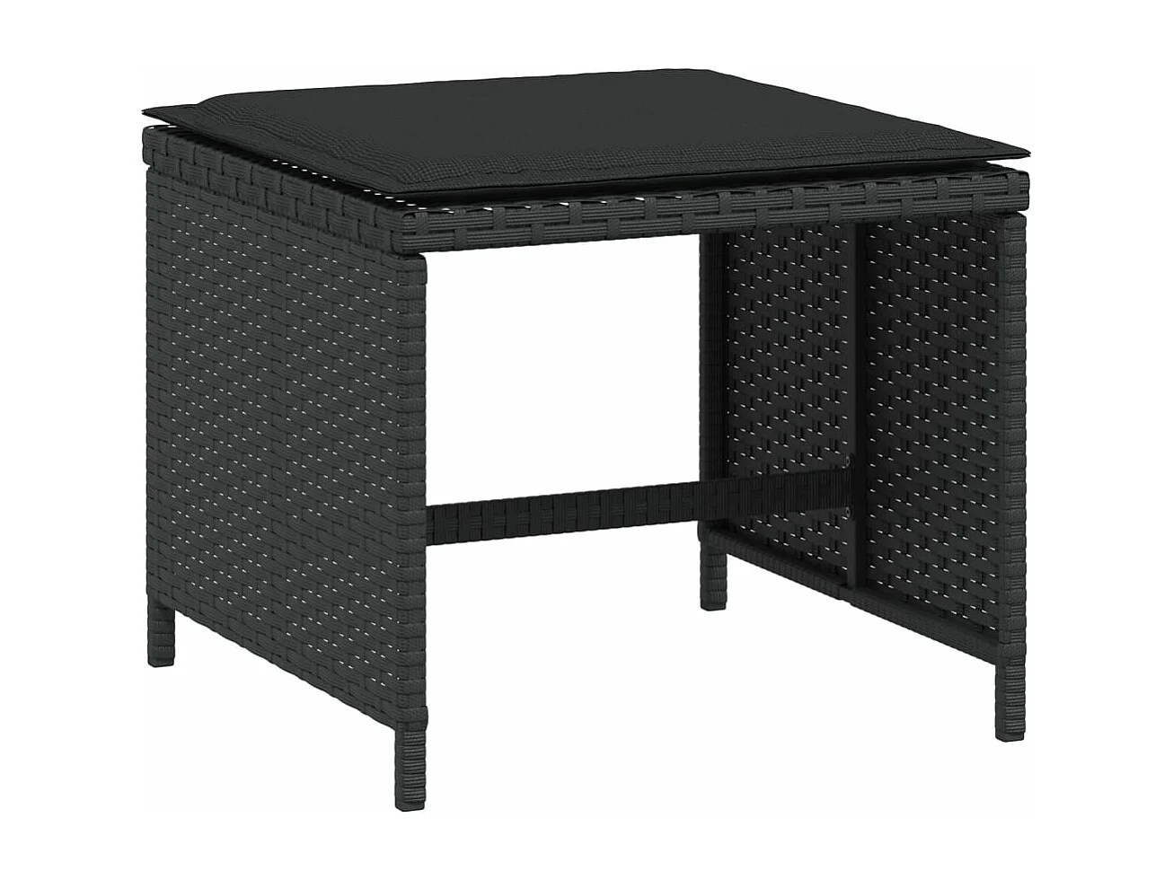Tabourets de jardin avec coussins 4 pcs noir 40x40x35 cm rotin