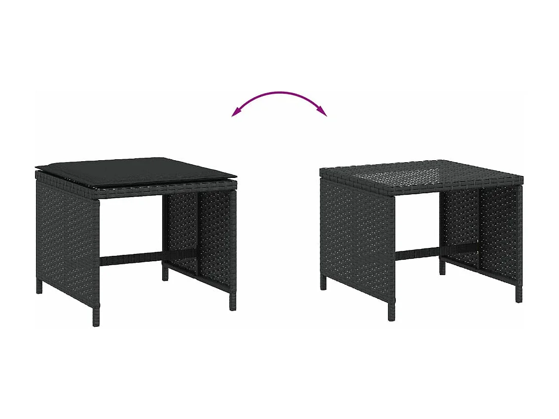 Tabourets de jardin avec coussins 4 pcs noir 40x40x35 cm rotin