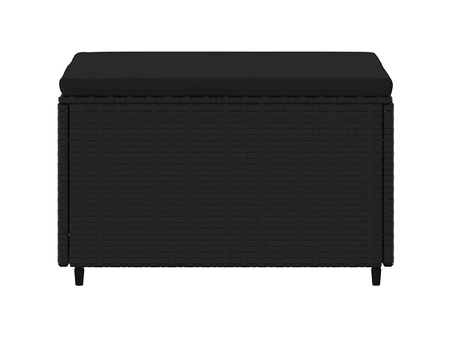 Repose-pied de jardin avec coussin noir résine tressée