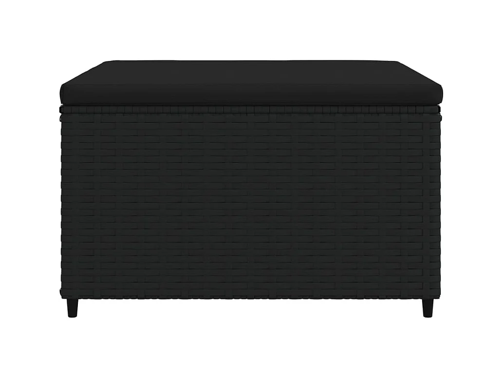 Repose-pied de jardin avec coussin noir résine tressée