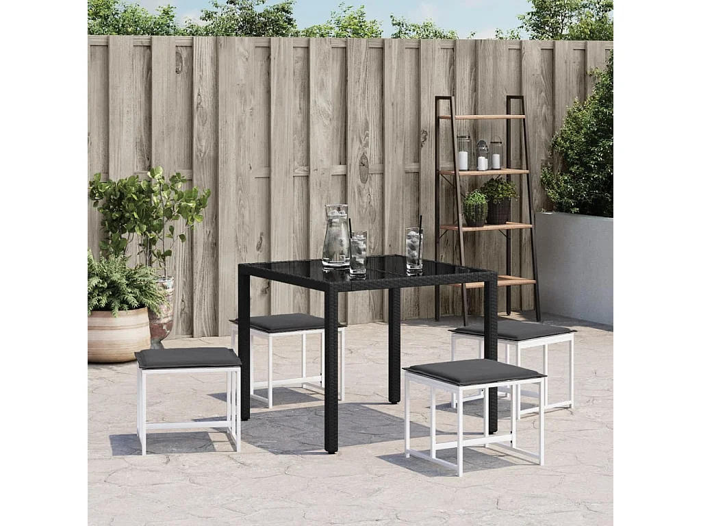 Sgabelli da giardino con cuscini 4 pezzi in acciaio bianco e Textilene