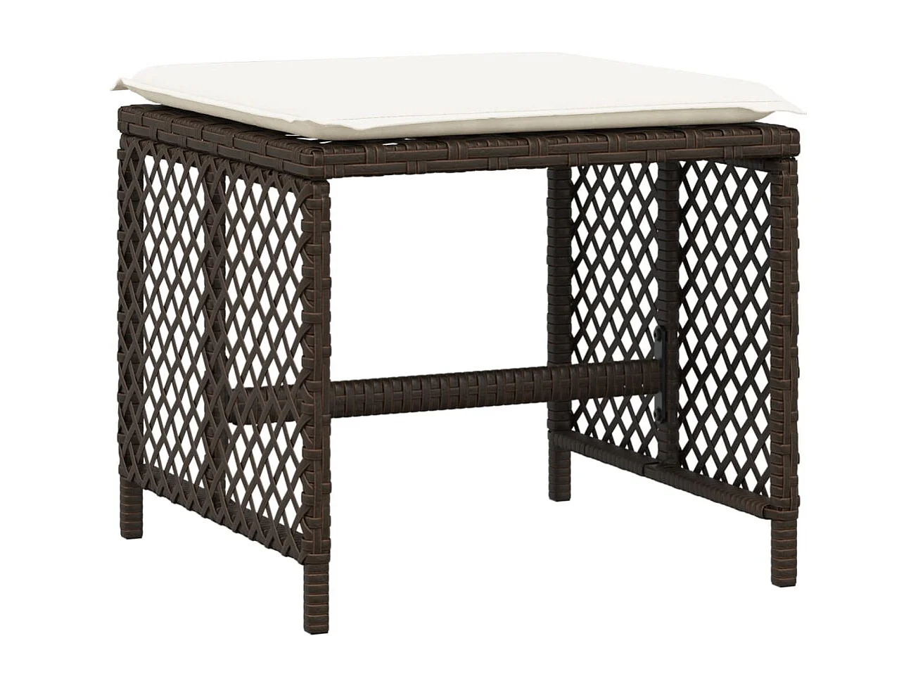 Tabourets de jardin et coussins lot de 4 marron résine tressée