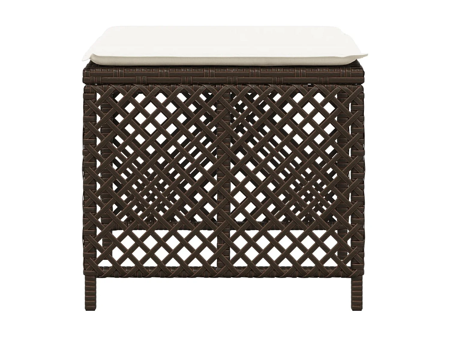 Tabourets de jardin et coussins lot de 4 marron résine tressée