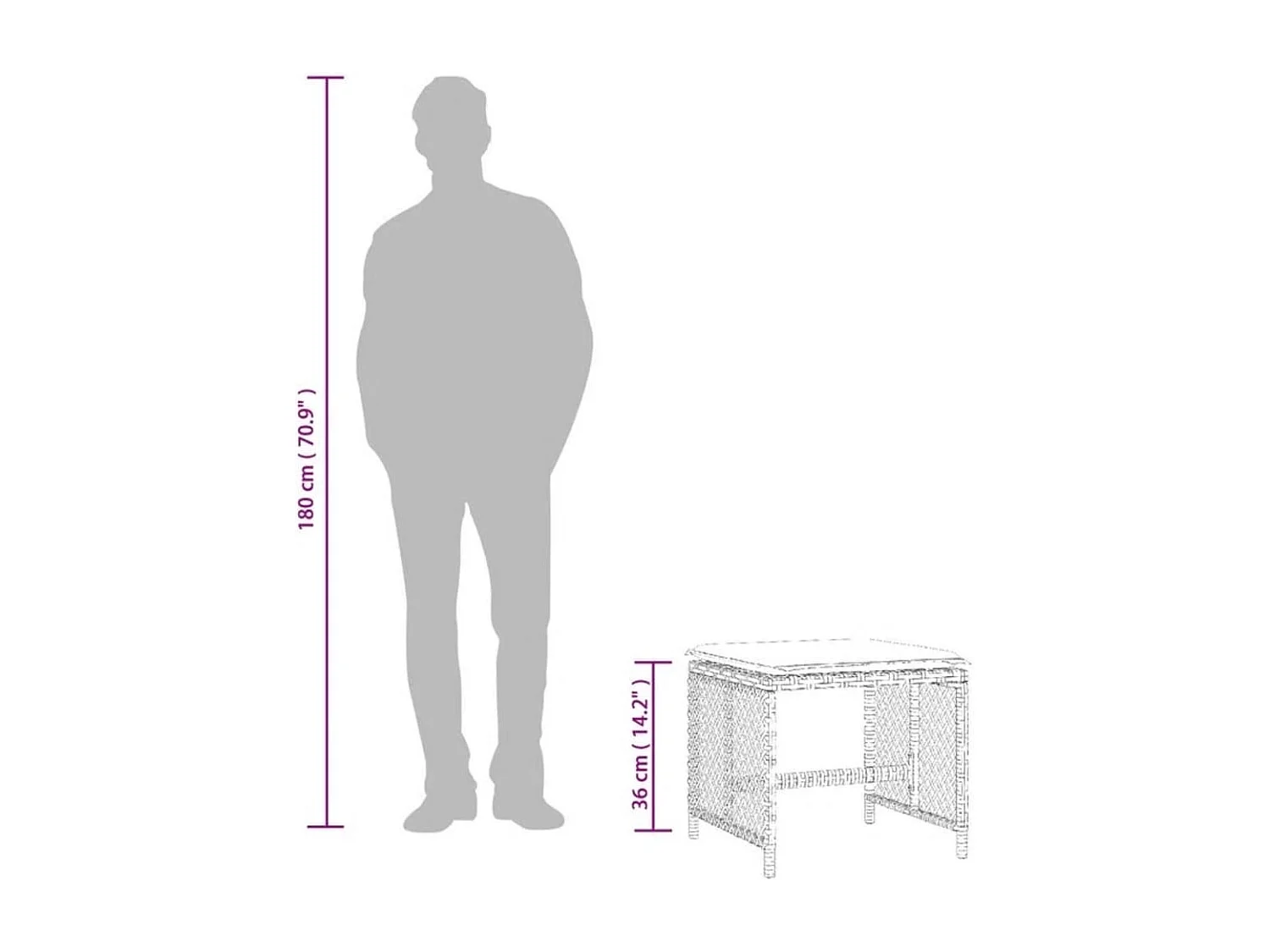Tabourets de jardin et coussins lot de 4 marron résine tressée