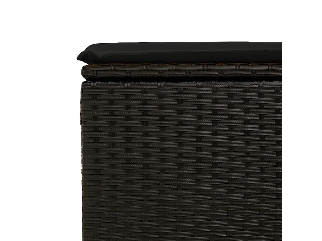 Tabouret de jardin avec coussin noir 55x55x37 cm résine tressée