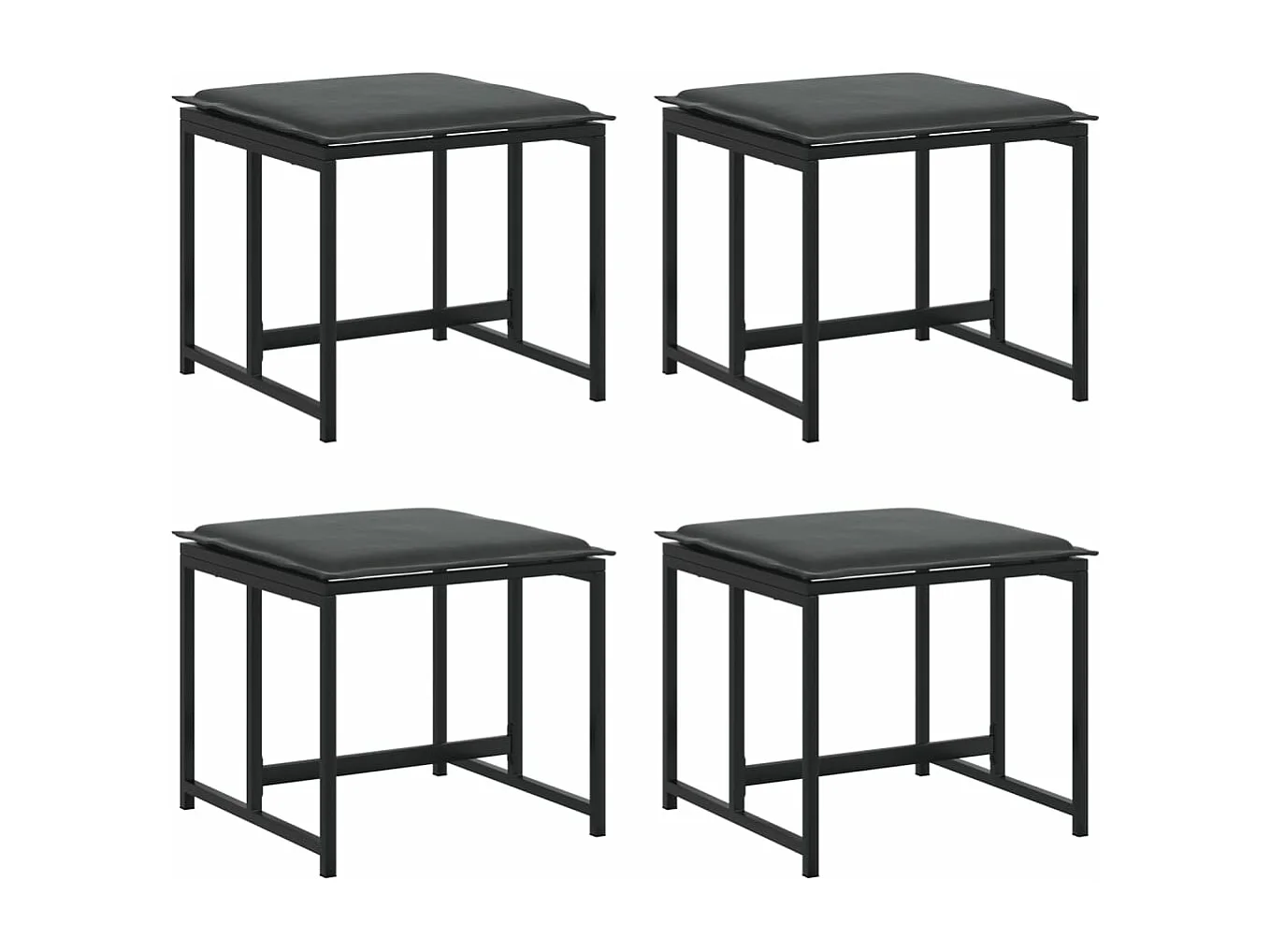 Tabourets de jardin avec coussins lot de 4 noir acier/textilène