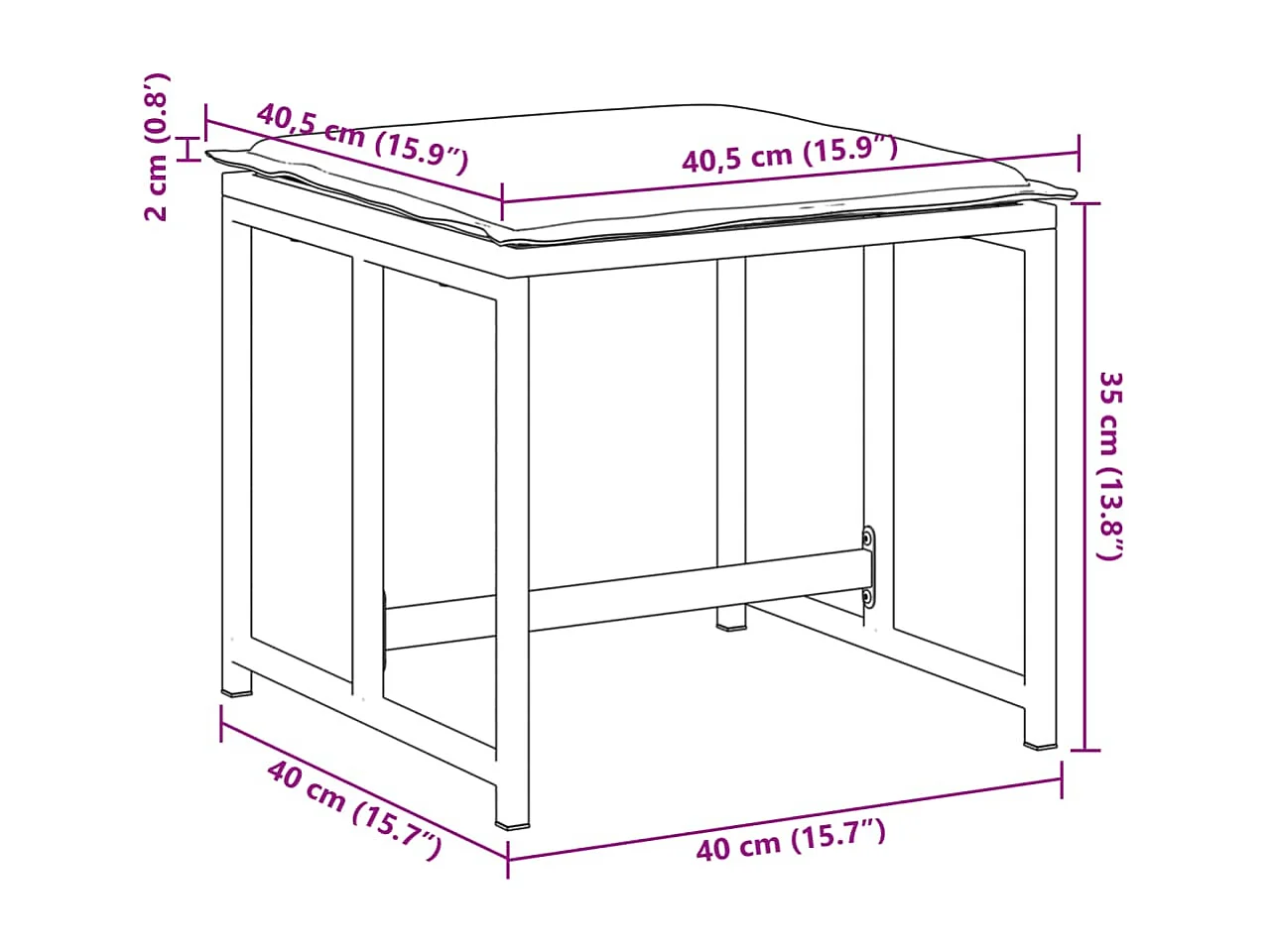 Tabourets de jardin avec coussins lot de 4 noir acier/textilène
