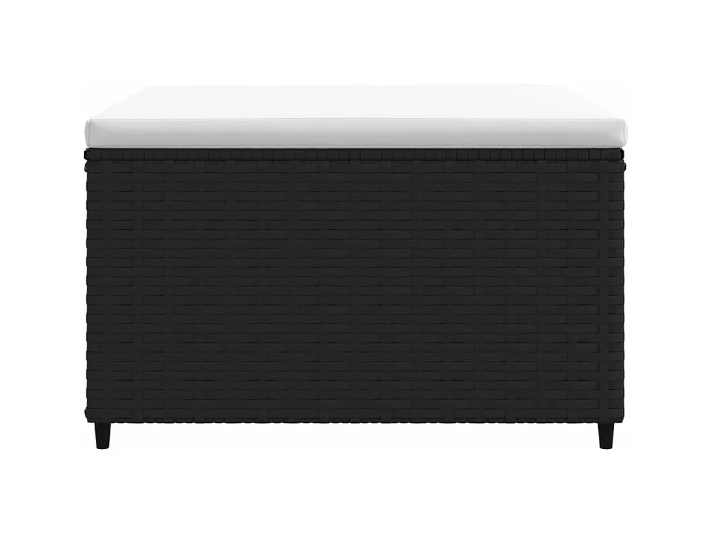 Repose-pied de jardin avec coussin noir résine tressée