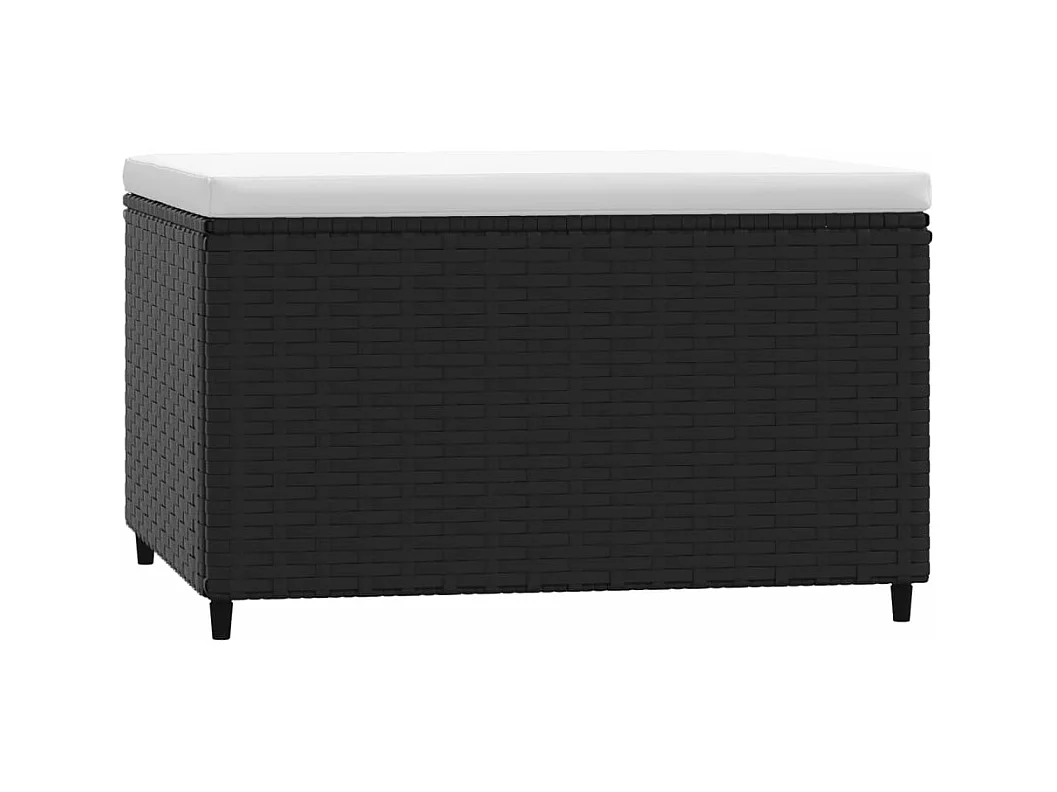 Repose-pied de jardin avec coussin noir résine tressée