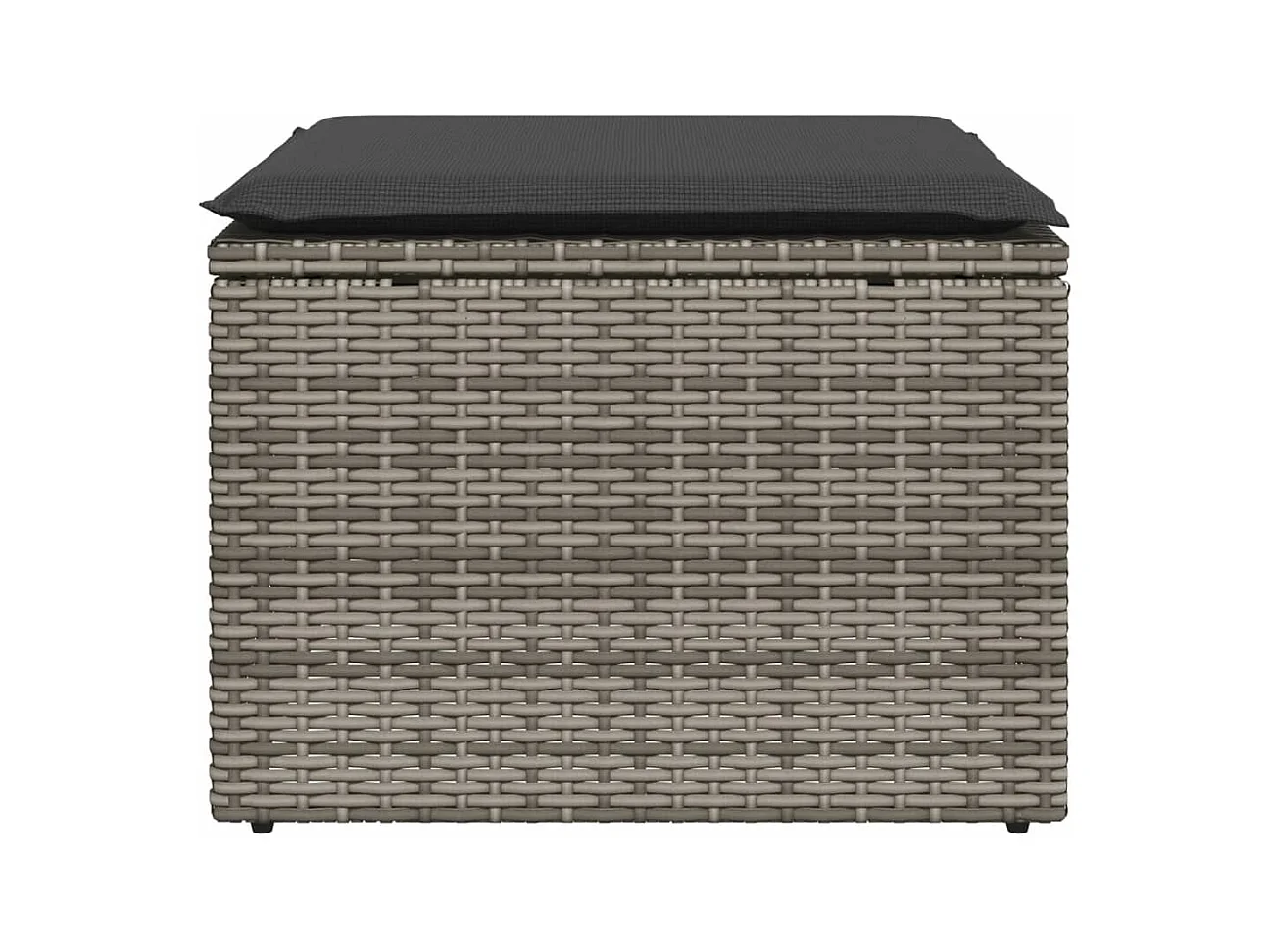 Tabouret de jardin avec coussin gris 55x55x37 cm résine tressée