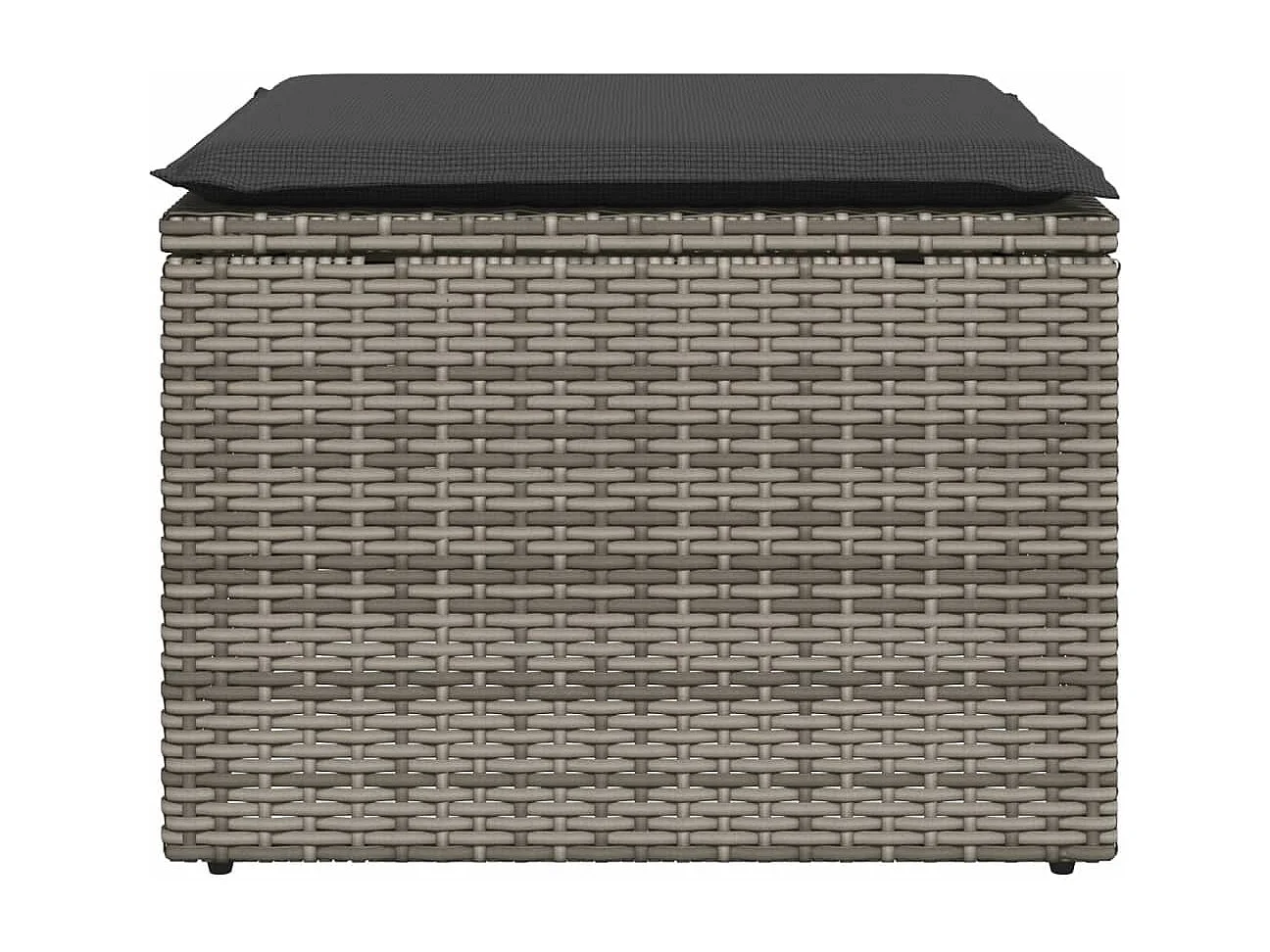 Tabouret de jardin avec coussin gris 55x55x37 cm résine tressée