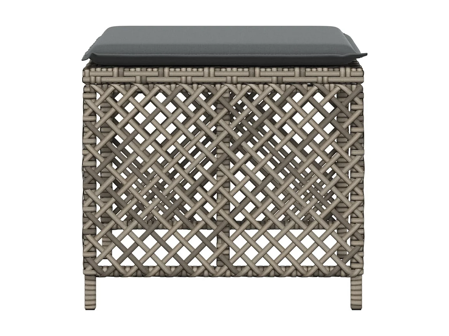 Set di 4 sgabelli e cuscini da giardino in rattan grigio 41x41x36 cm