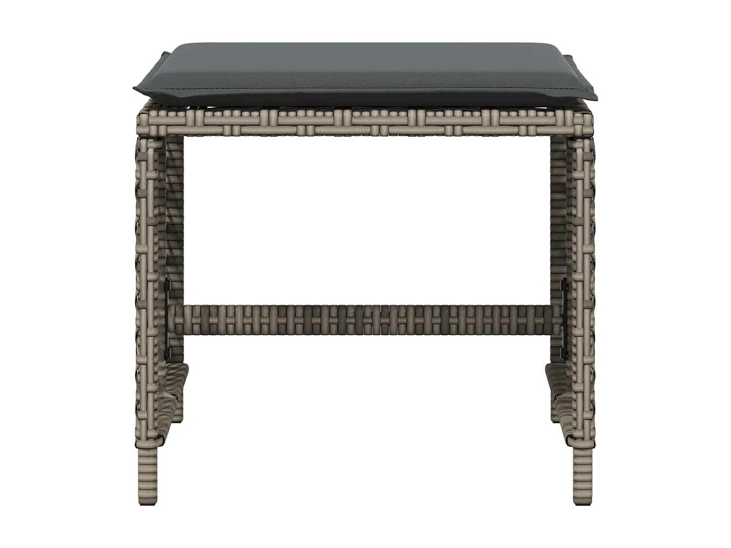 Tabourets de jardin et coussins lot de 4 gris 41x41x36 cm rotin