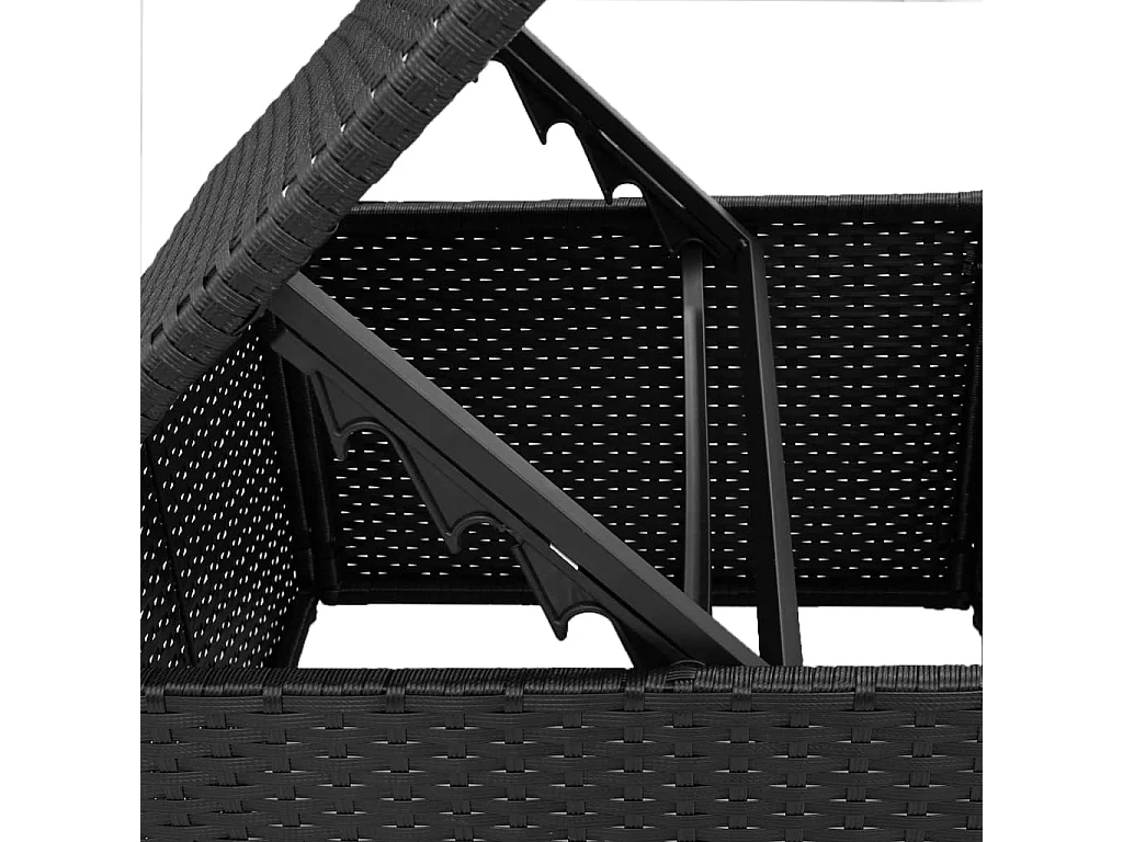 Gartenhocker mit schwarzem Kissen 55x55x37 cm aus geflochtenem Harz