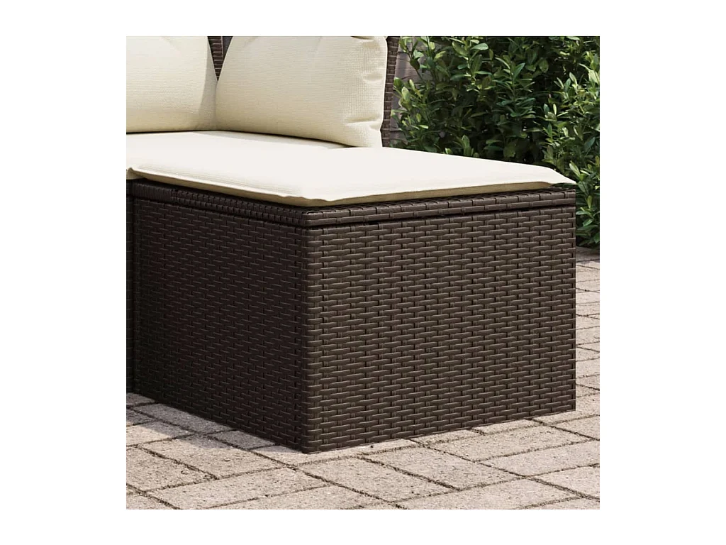 Sgabello da giardino con cuscino marrone 55x55x37 cm in resina intrecciata