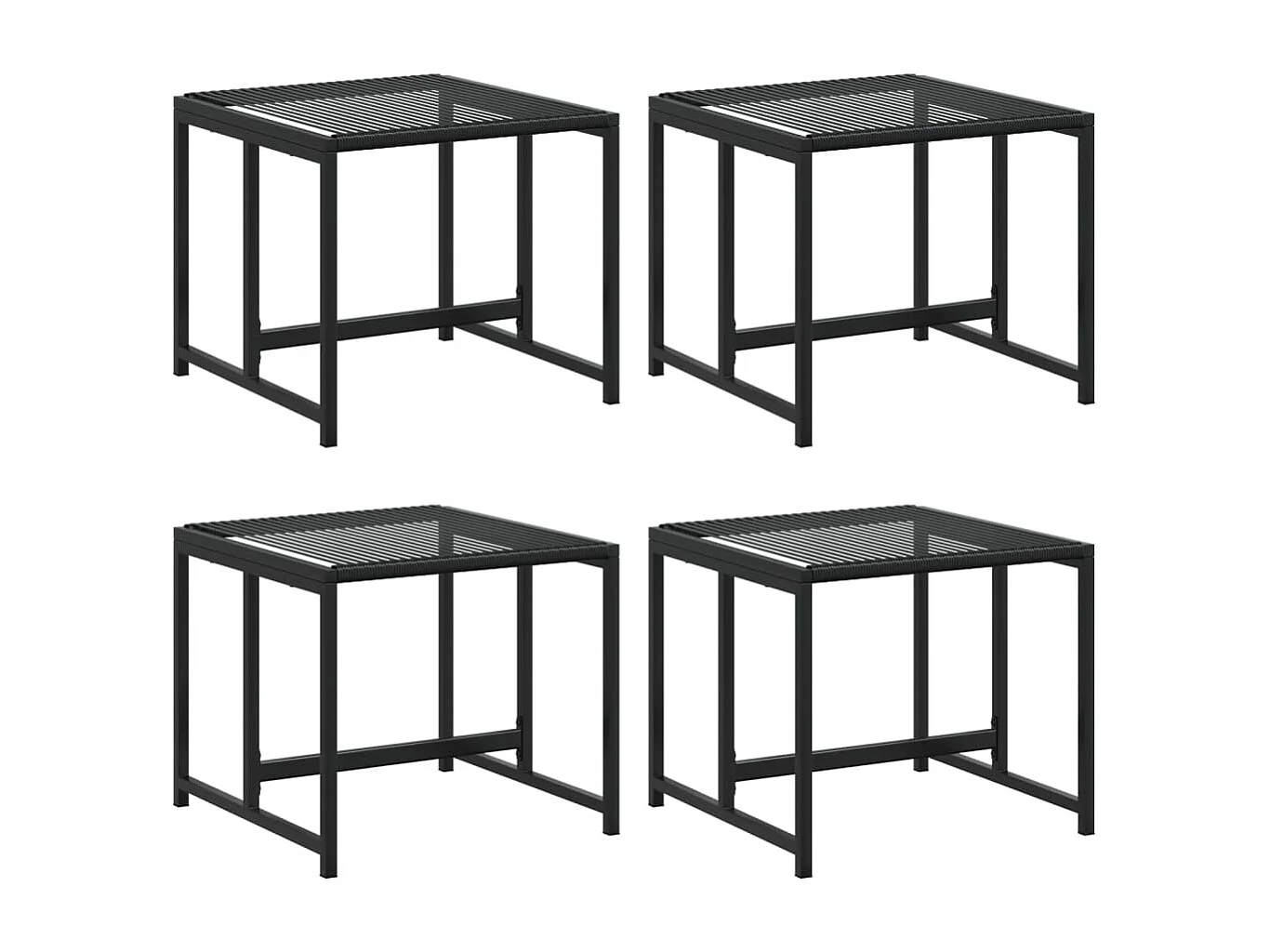 Tabourets de jardin lot de 4 noir résine tressée