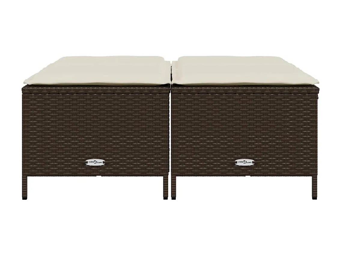 Tabourets de jardin avec coussins lot de 4 marron poly rotin