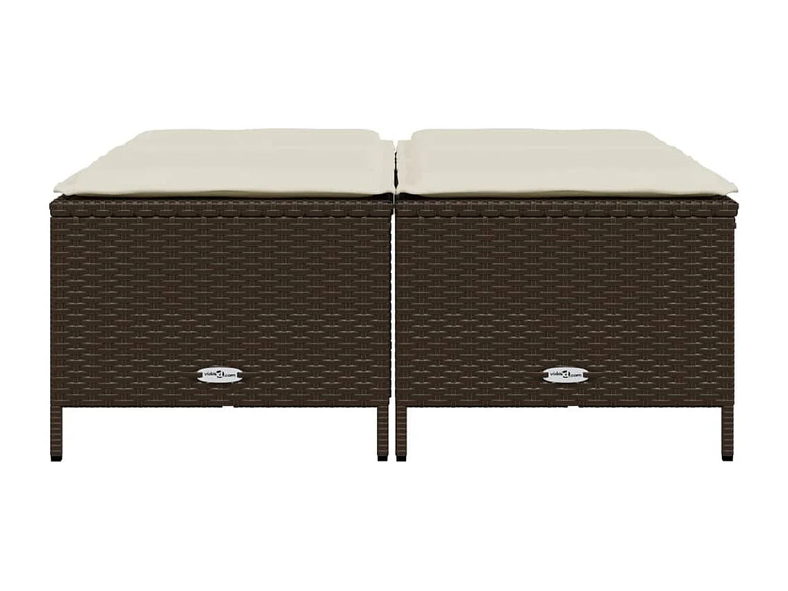 Tabourets de jardin avec coussins lot de 4 marron poly rotin