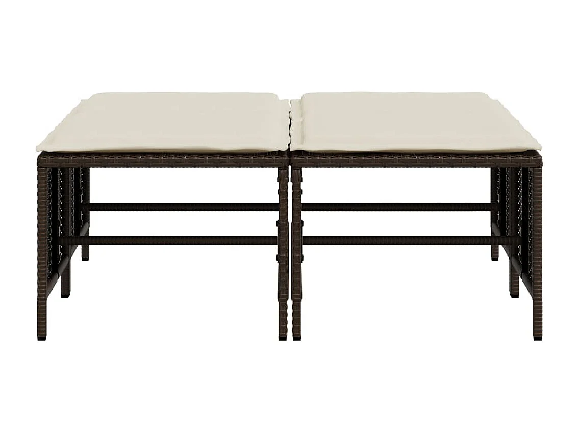 Tabourets de jardin avec coussins lot de 4 marron poly rotin