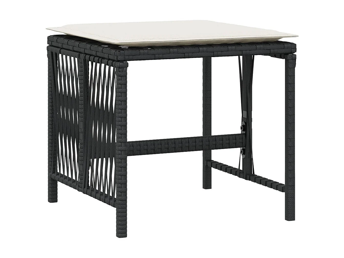 Juego de 4 taburetes y cojines de jardín ratán negro 41x41x36 cm