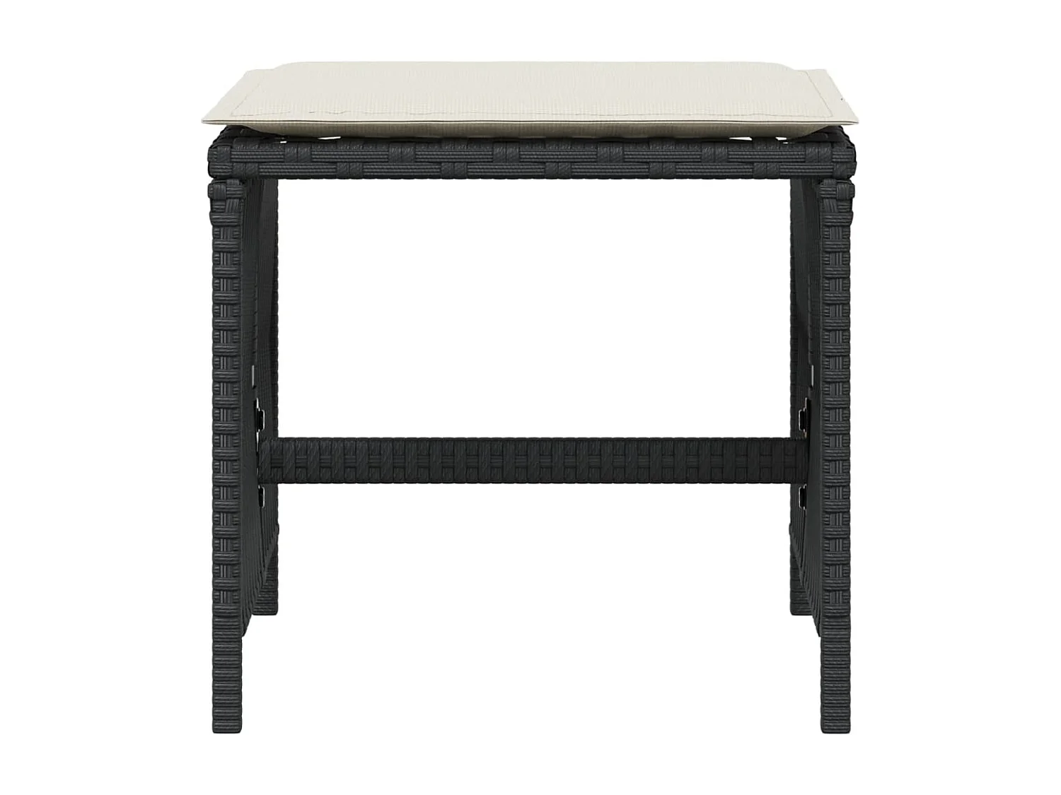 Juego de 4 taburetes y cojines de jardín ratán negro 41x41x36 cm