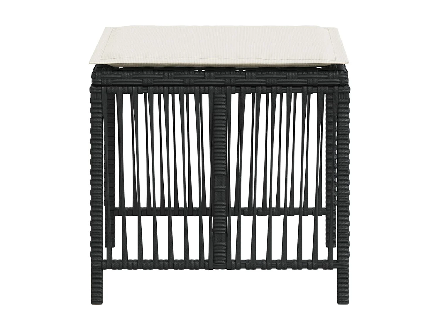 Juego de 4 taburetes y cojines de jardín ratán negro 41x41x36 cm