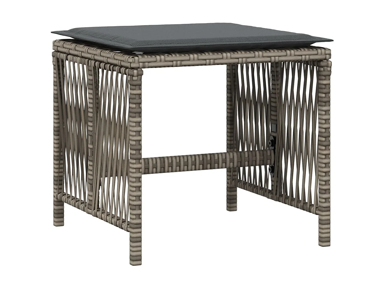 Conjunto de 4 bancos e almofadas de jardim em vime cinza 41x41x36 cm