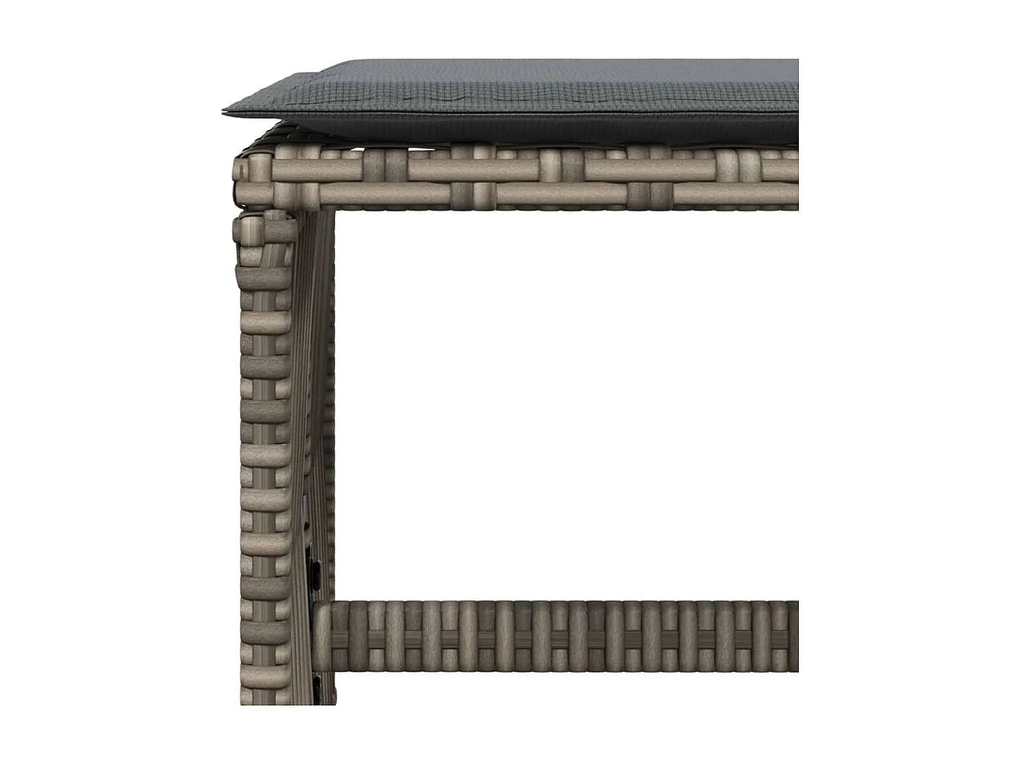 Conjunto de 4 bancos e almofadas de jardim em vime cinza 41x41x36 cm