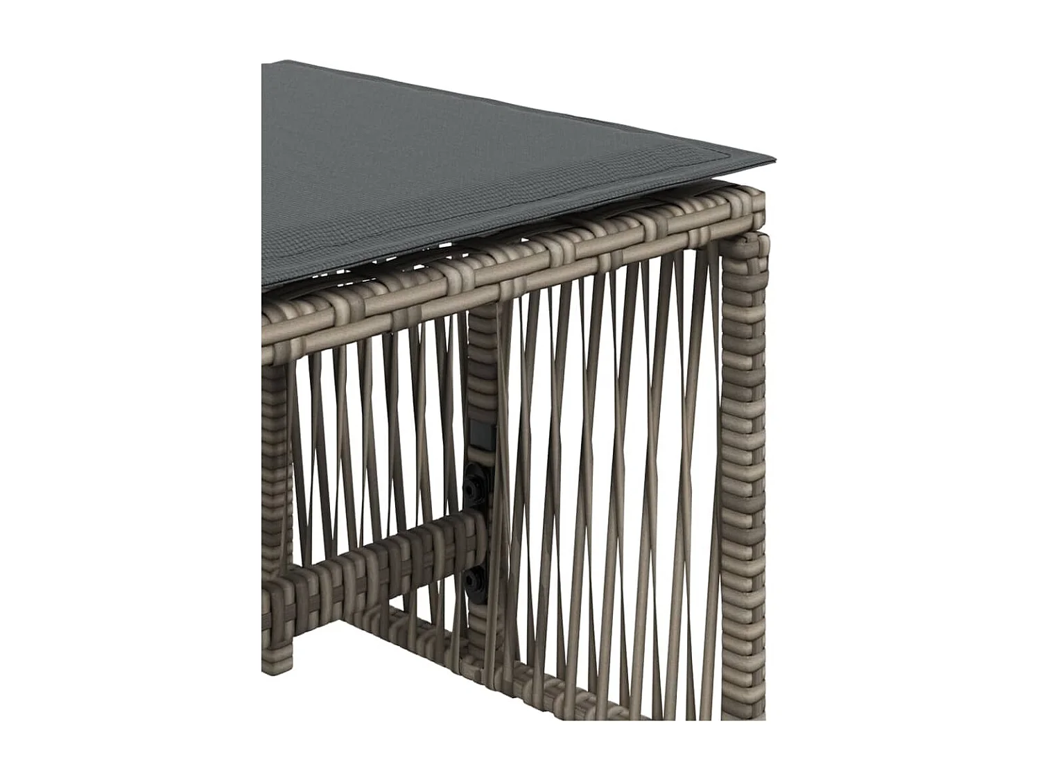 Conjunto de 4 bancos e almofadas de jardim em vime cinza 41x41x36 cm