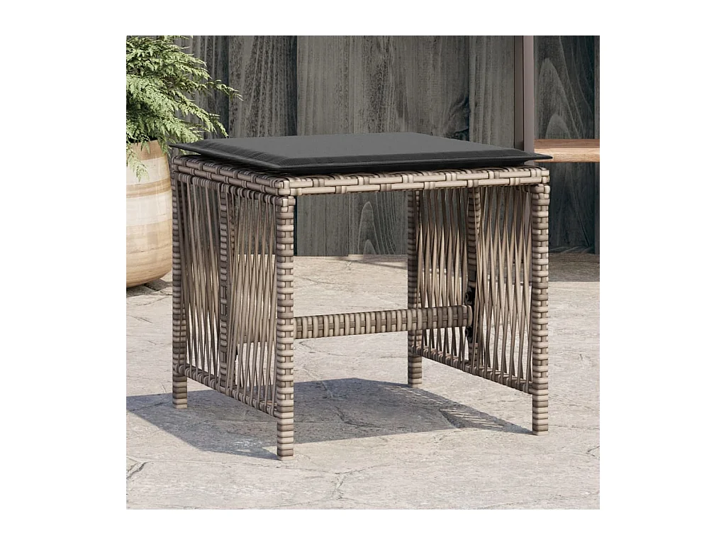 Tuinkrukjes en kussens set van 4 grijs 41x41x36 cm rotan