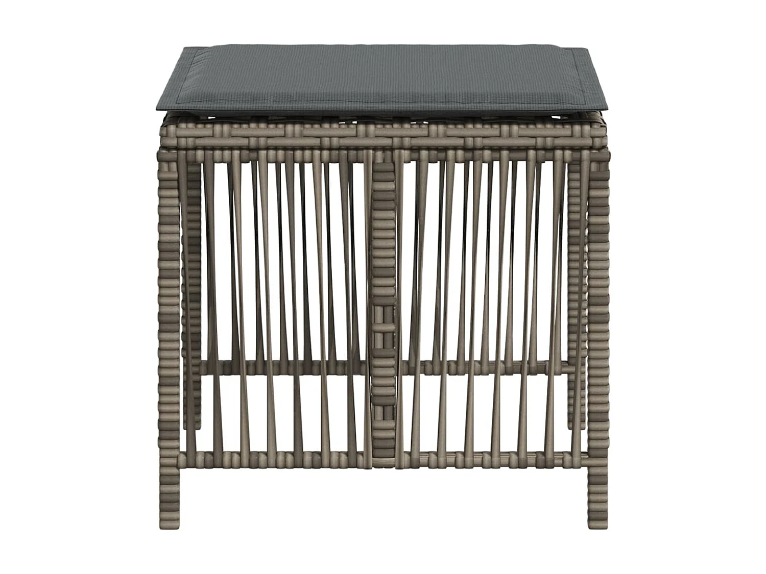 Tabourets de jardin et coussins lot de 4 gris 41x41x36 cm rotin